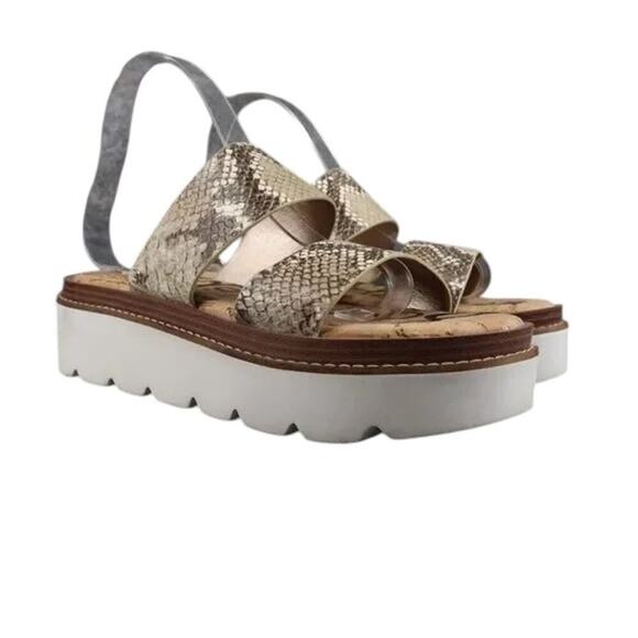 Sam Edelman Shoes Womens 7.5 Sandal Slides Platform Casual Snake Double Strap - Picture 1 of 14